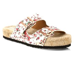 Manebí Loveshackfancy x Manebi Nordic Floral Leather Espadrille Slides